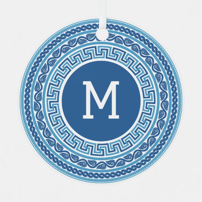 Ornement En Métal Motif grec Monogramme personnalisé (Recto)