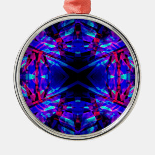 Ornement En Métal Motif kaléidoscope bleu et rouge