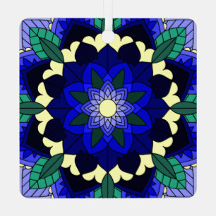 Ornement En Métal Motif Mandala 02 en bleu foncé Arbre Métal Décorat