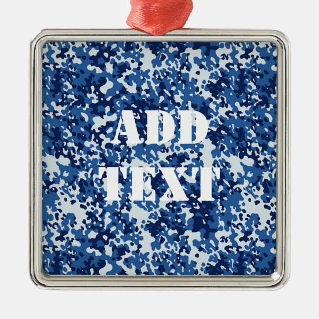 Ornement En Métal Motif militaire bleu numérique (Devant)