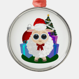Ornement En Métal Mouton de Noël mignon de la ferme Fêtes de l'arbre