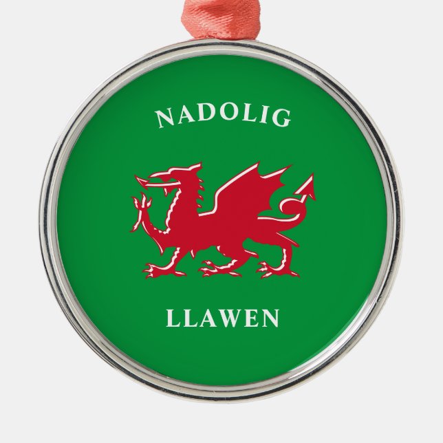 Ornement En Métal Nadolig Llawen Welsh Simple Celtic Joyeux Noël (Devant)