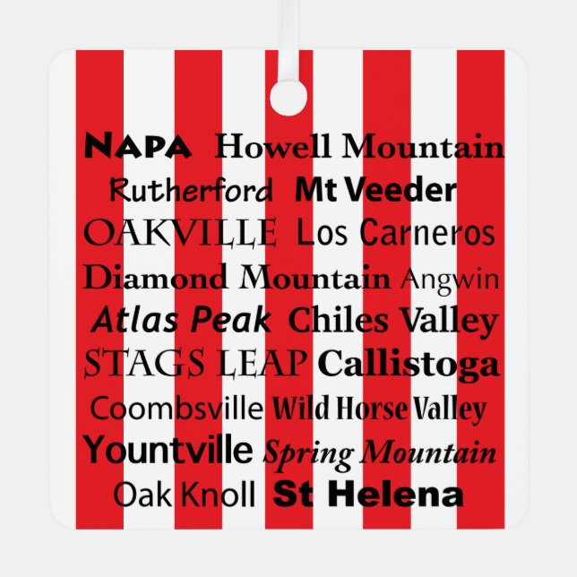 Ornement En Métal Napa Valley Wine AVAs Ornament (Recto)