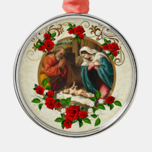 ORNEMENT EN MÉTAL NATIVITÉ VINTAGE RELIGIEUSE JÉSUS ORNAMENT CÉRA