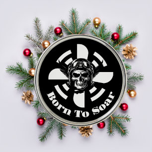 Ornement En Métal Né À Soar, Pilote Cool De Crâne Et Propulseur D'Av