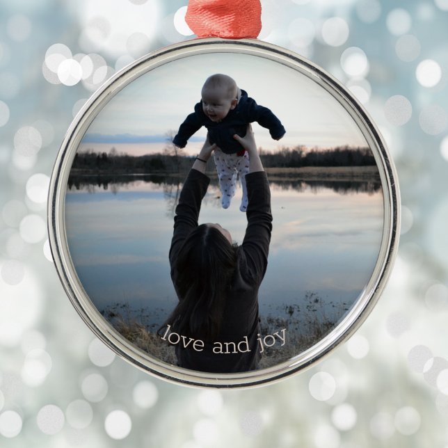 Ornement En Métal New Mom Love and Joy Photo Christmas Metal Ornamen (Créateur téléchargé)