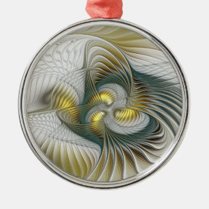 Ornement En Métal Nobly Golden Turquoise Imaginaire Fractal Art