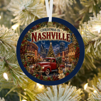 Ornement En Métal Noël à Nashville Vintage Voyage Souvenir