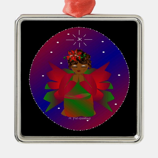 Ornement En Métal Noël Angel Baby autour du monde en Noir IV (Devant)