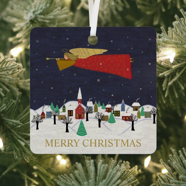 Ornement En Métal Noël Angel Village Joyeux Noël (Insitu)