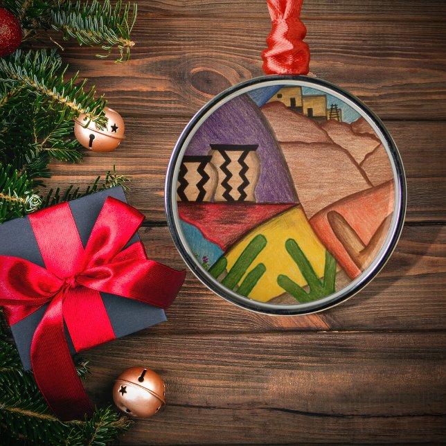 Ornement En Métal Noël Arizona Desert Southwest Folk Art (Créateur téléchargé)