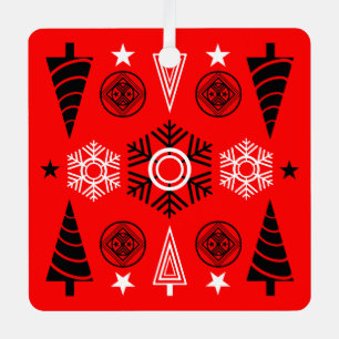 Ornement En Métal Noël Art Nouveau Rouge Et Noir