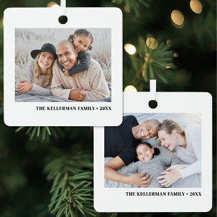 Ornement En Métal Noël avec 2 photos personnalisées recto-verso