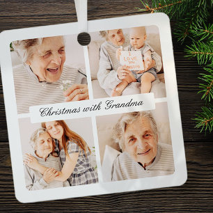 Ornement En Métal Noël Chic Moderne Avec Grand-Mère 4 Vacances Photo