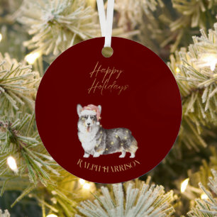 Ornement En Métal Noël Corgi Chien Animal de Compagnie Nom Personnal