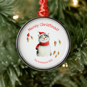 Ornement En Métal Noël de chats Meowy