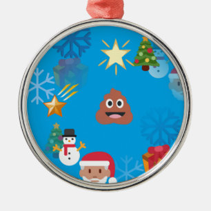 Ornement En Métal noël de poop émoji