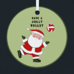 Ornement En Métal Noël de Volleyball de vacances<br><div class="desc">Ornement de Noël créatif de volleyball cadeau de vacances avec la phrase originale "Have a jolly volley" sur le thème de volleyball. Pour personnaliser,  modifiez le texte pour ajouter son nom et l'année.</div>