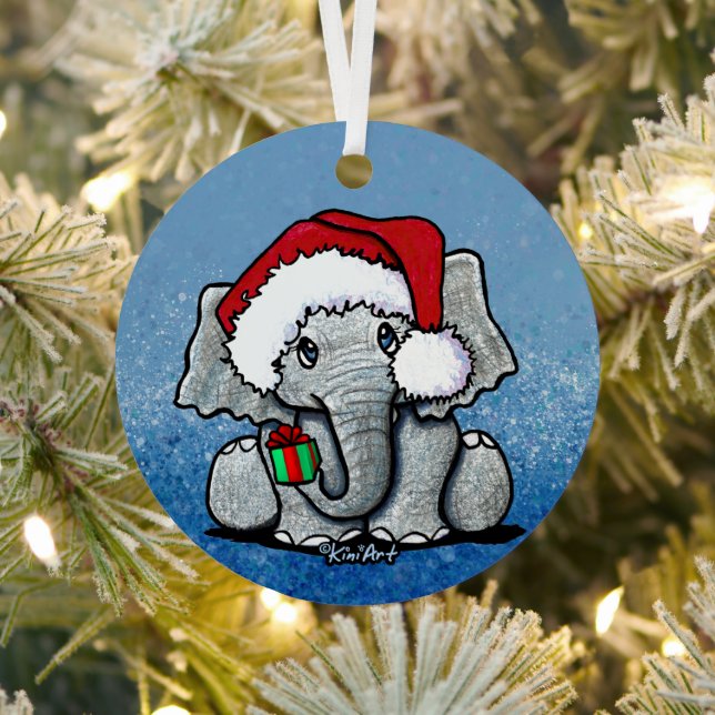 Ornement En Métal Noël des éléphants père Noël (Insitu)