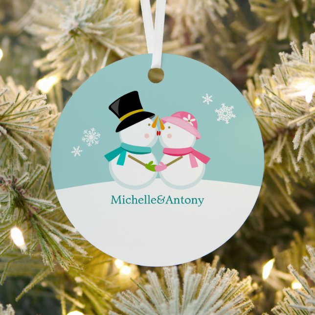 Ornement En Métal Noël des neigeurs embrassantes (Insitu)