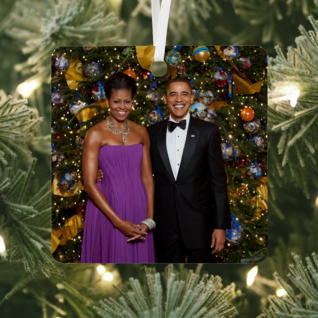 Ornement En Métal Noël du président Barack Obama et de Michelle (Insitu)