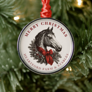 Ornement En Métal Noël Équestre Cheval Festif Vintage Fêtes