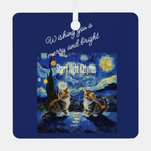 Ornement En Métal Noël étoilé pour amoureux de chats Kittymas Fun