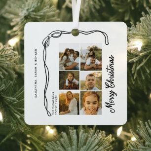 Ornement En Métal Noël joyeux à la famille avec un nœud 6 Photos