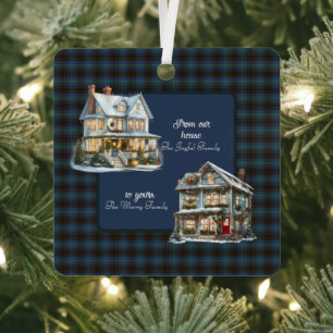 Ornement En Métal Noël Original Tartan Écossais Maison