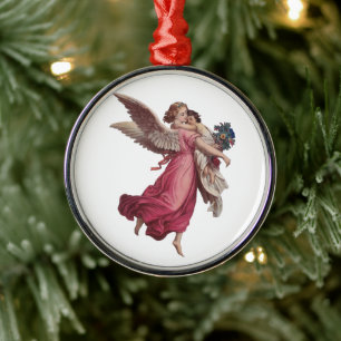 Ornement En Métal Noël vintage, ange gardien victorien
