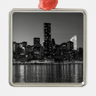 Ornement En Métal Noir Blanc New York City Skyscapants Silhouette