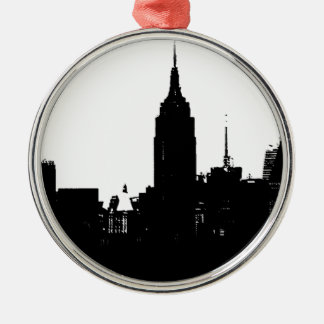 Ornement En Métal Noir blanc New York Silhouette