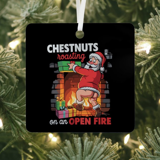 Ornement En Métal Noix de poitrine Griller Drôle Naughty Père Noël D (Insitu)