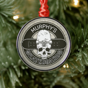 Ornement En Métal NOM DE Patinage Personnalisé Skull Skateboard Skat