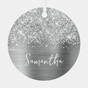 Ornement En Métal Nom du glamour argenté