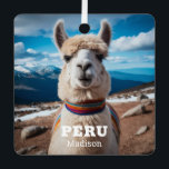 Ornement En Métal Nom et texte personnalisés Pérou Llama<br><div class="desc">Voir mon magasin pour plus de produits Pérou.</div>