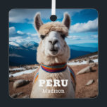 Ornement En Métal Nom et texte personnalisés Pérou Llama<br><div class="desc">Voir mon magasin pour plus de produits Pérou.</div>