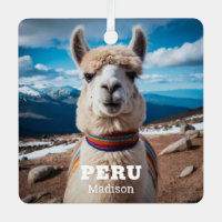 Nom et texte personnalisés Pérou Llama