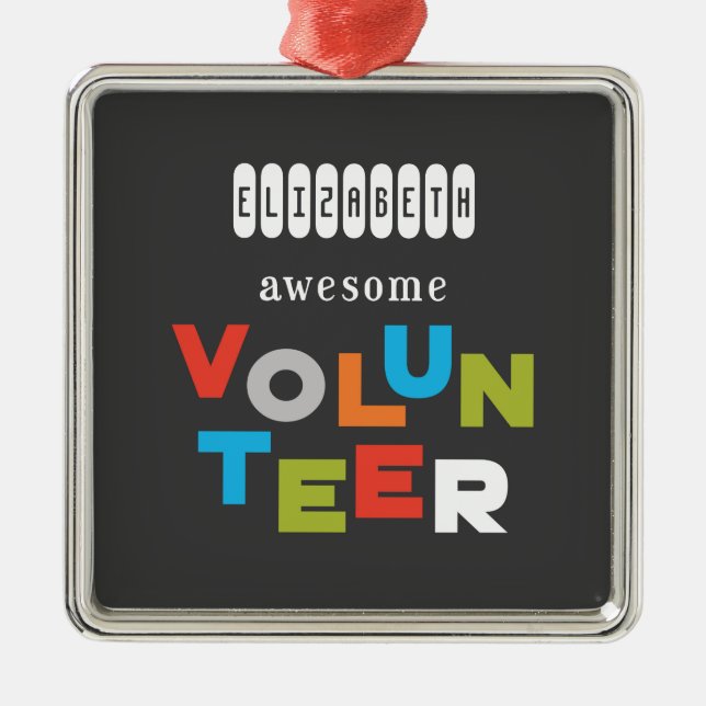Ornement En Métal Nom Personnalisé, Awesome Bénévole Appréciation (Devant)