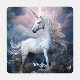 Ornement En Métal Nom personnalisé belle licorne