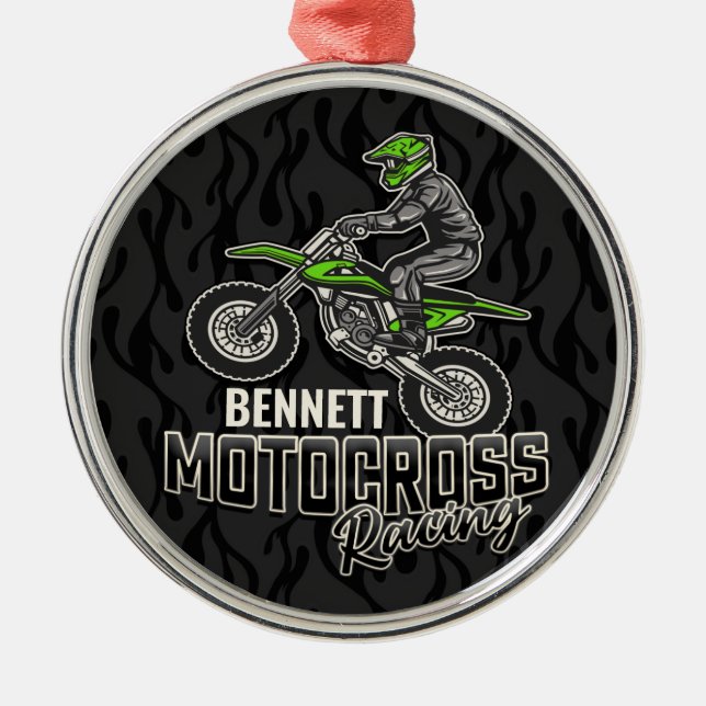 Ornement En Métal Nom personnalisé Dirt Vélo Rider Motocross Racing (Devant)