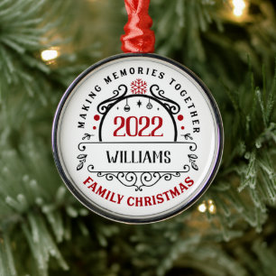 Ornement En Métal Nom personnalisé Famille Garde de Noël