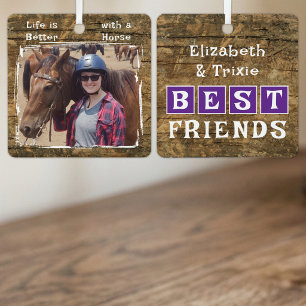 Ornement En Métal Noms de photo d'amoureux de chevaux rustique viole