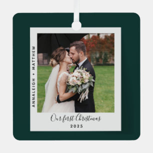 Ornement En Métal Nos Premières Photos Mariages de Noël Personnalisé
