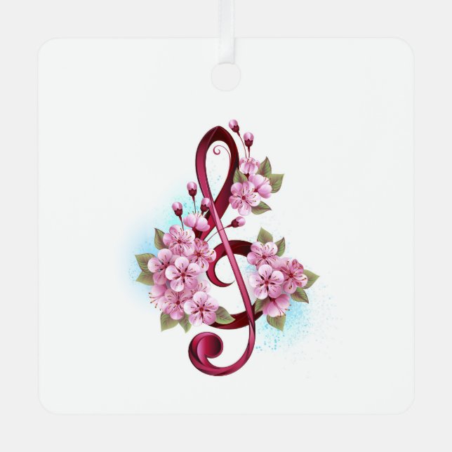 Ornement En Métal Notes de clef musicale en treble avec des fleurs S (Recto)