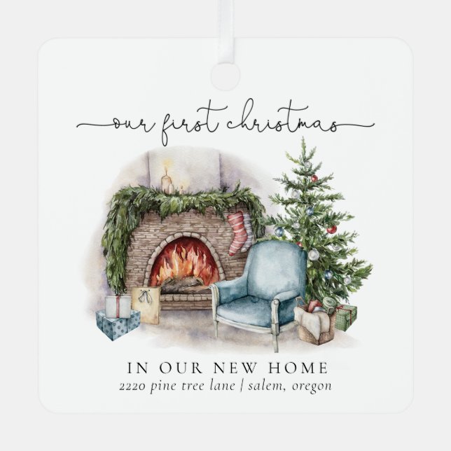 Ornement En Métal Notre Premier Noël Dans Notre Nouvelle Aquarelle C (Recto)