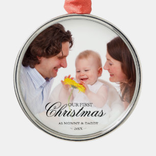 Ornement En Métal Notre premier Noël en tant que maman et papa bébé