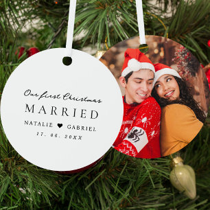Ornement En Métal Notre premier Noël mariés Photo moderne de jeunes
