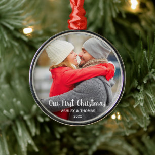 Ornement En Métal Notre rond moderne de première de Noël photo de