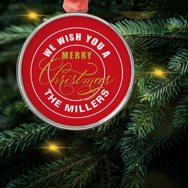 Ornement En Métal Nous vous souhaitons un joyeux Noël rouge (Créateur téléchargé)